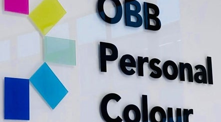 OBB Personal Colour sign with vibrant squares, London, England, GB.