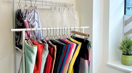 Colorful fabric samples at OBB Personal Colour, London, England, GB, showcasing vibrant style options.