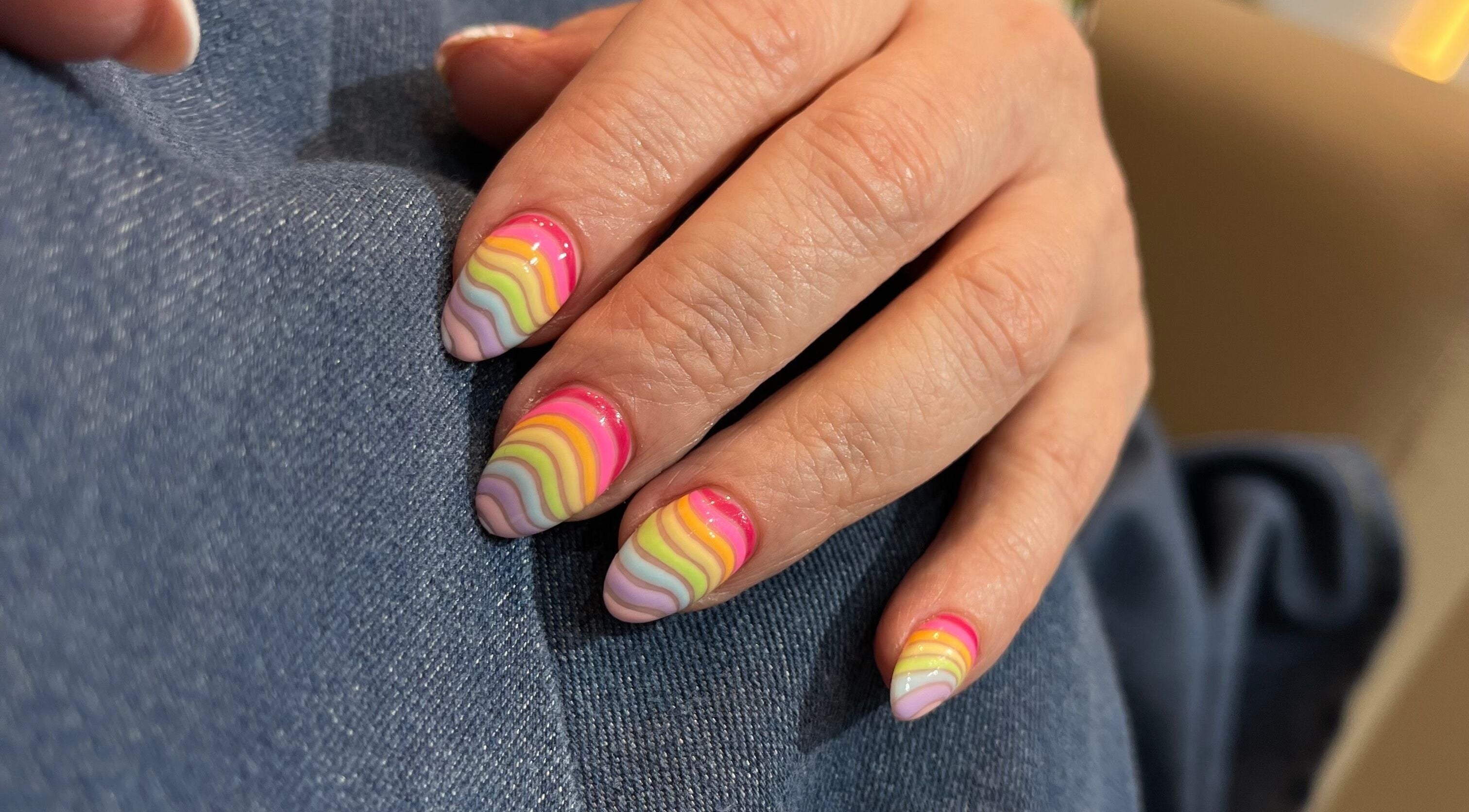 Colorful nail art design at Samar's Beauty Lounge, Muscat, Muscat Governorate, OM.