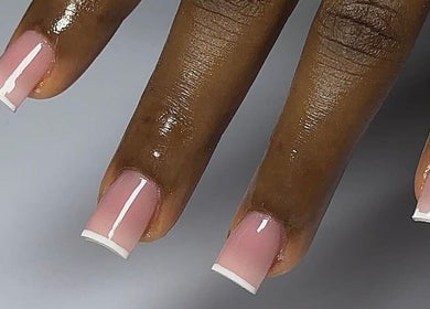 Flawless French manicure at Mhizceo makeover and spa Ikate lekki, Lekki, Lagos, NG.