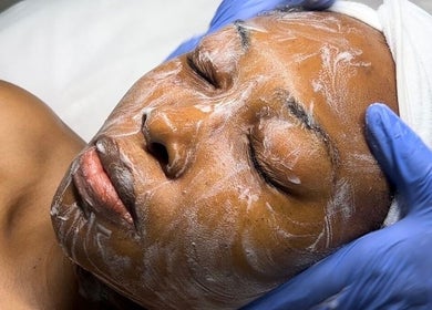 Facial treatment at Mhizceo makeover and spa Ikate Lekki in Lekki, Lagos, NG featuring a soothing facial mask.