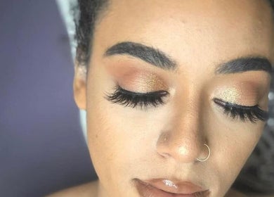 Close-up of stunning eye makeup by Yours Truly, Jace in Los Angeles, California, US.