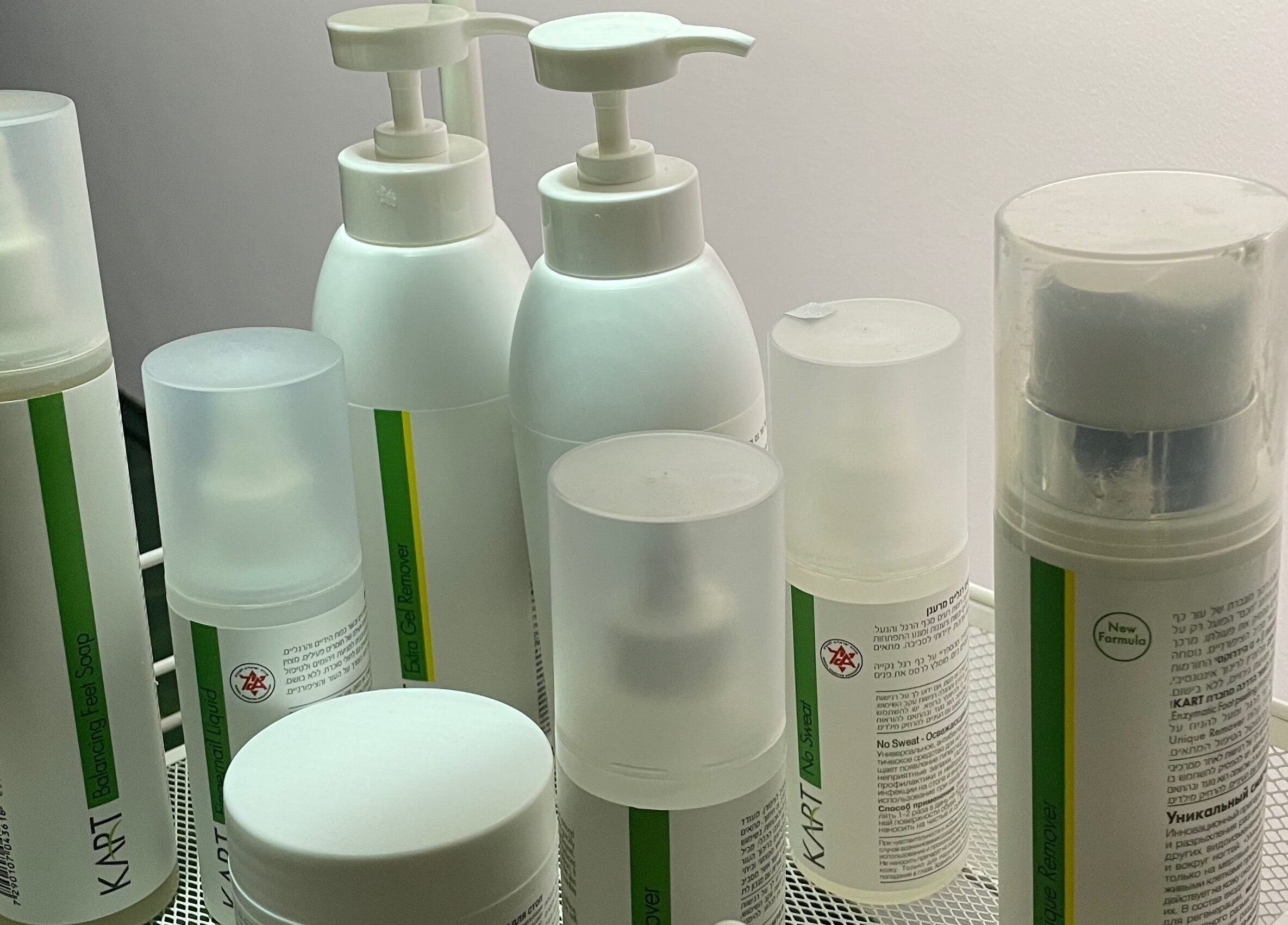 Skincare products displayed elegantly at Senjochka MedSpa, Novi Sad, Vojvodina, RS.