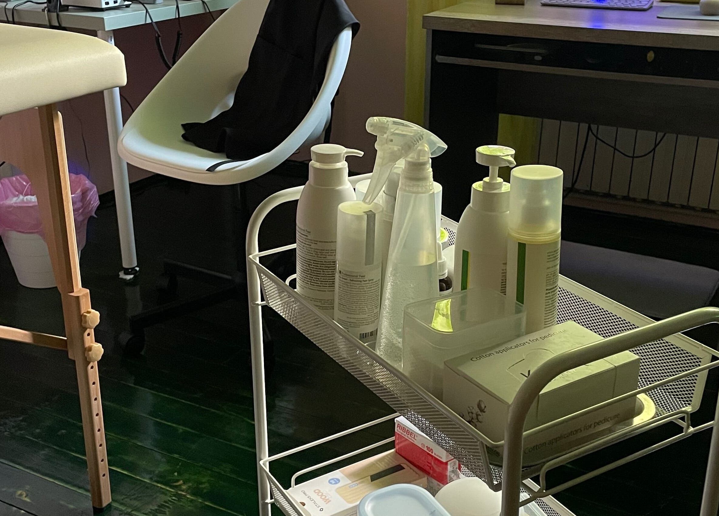 Professional spa products at Senjochka MedSpa, Novi Sad, Vojvodina, RS, arranged neatly for an exquisite experience.