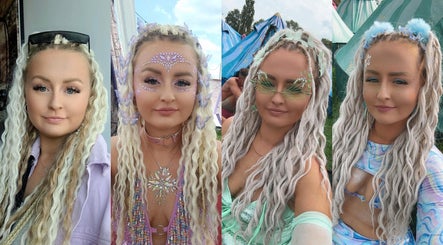 Five vibrant hairstyles at Braids, Waves, Dreads in Kilmarnock, Scotland, GB. Perfect for festival flair.