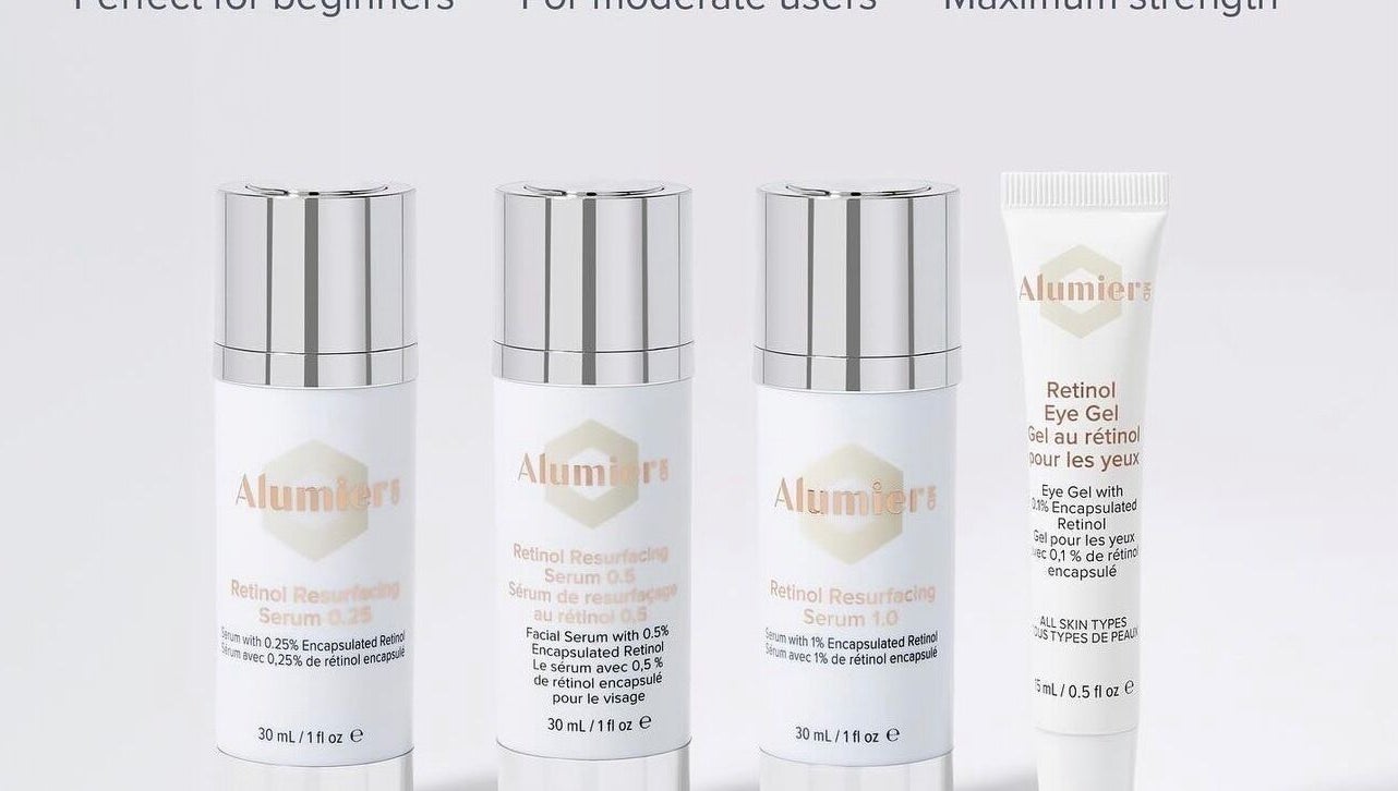 AlumierMD Retinol products displayed at Eternal Medspa, Halton Hills, Ontario, CA.