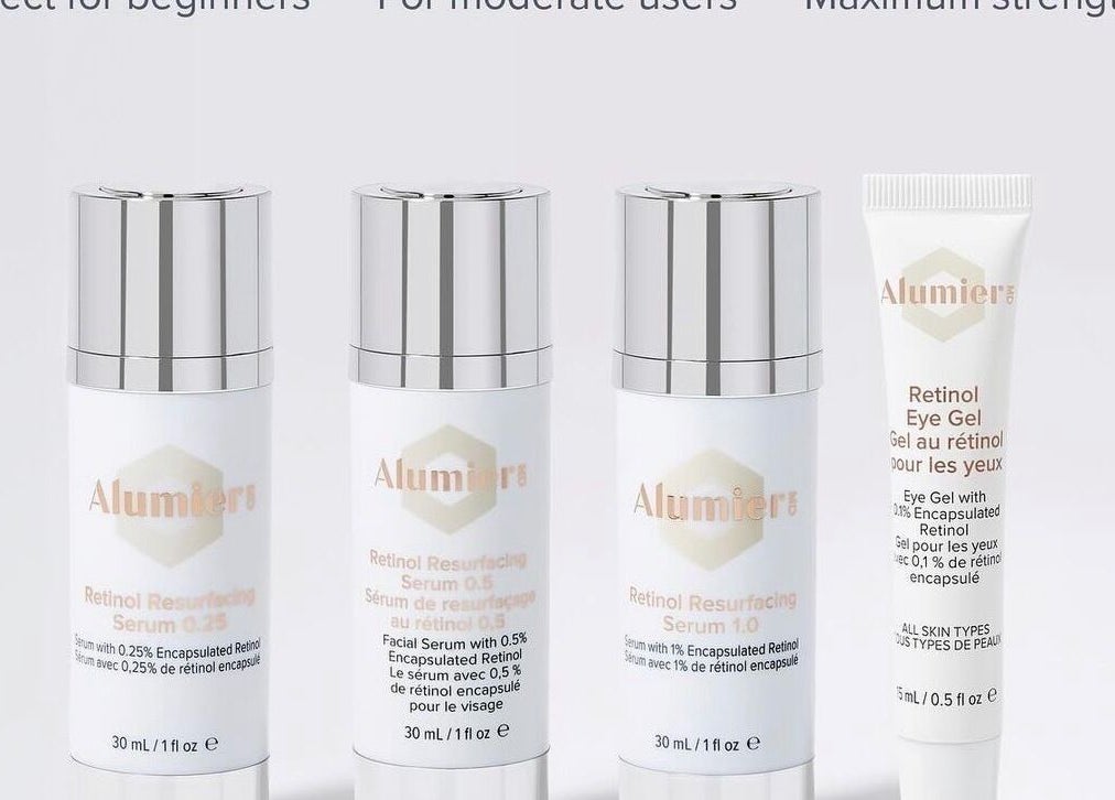 AlumierMD Retinol products displayed at Eternal Medspa, Halton Hills, Ontario, CA.