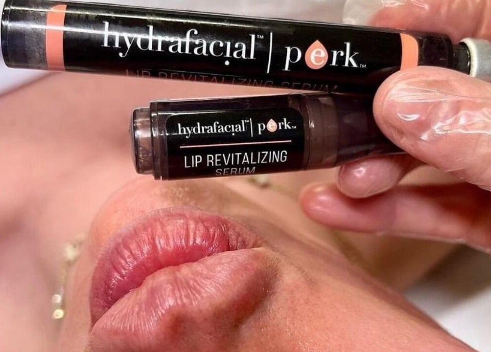 Lip revitalizing serum applied at Eternal Medspa, Halton Hills, Ontario, CA for enhanced hydration and rejuvenation.