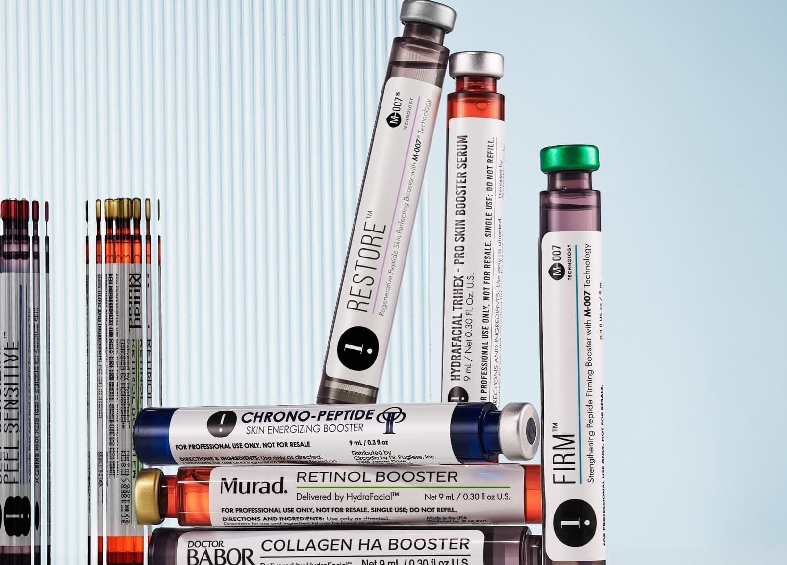 Assorted skincare serums at Eternal Medspa, Halton Hills, Ontario, CA showcasing beauty enhancements.