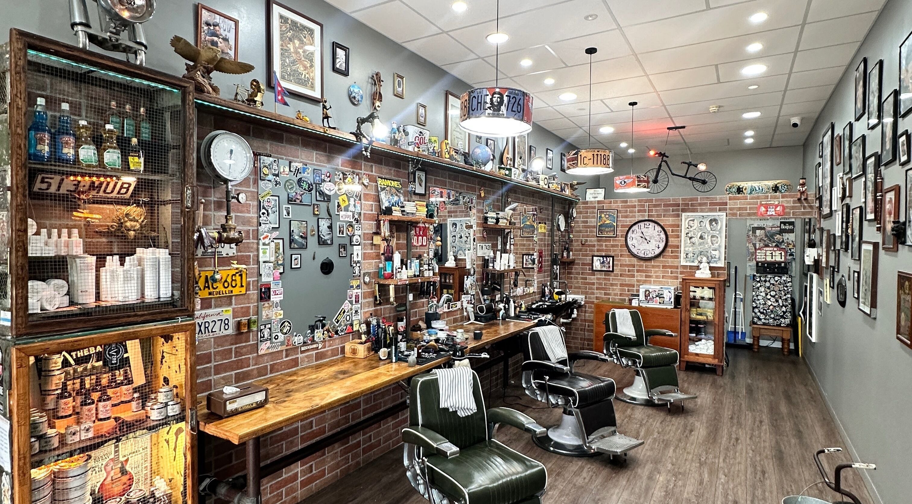 Suzathebarber salon in Millner, Northern Territory, AU, featuring vintage decor and classic barber chairs.