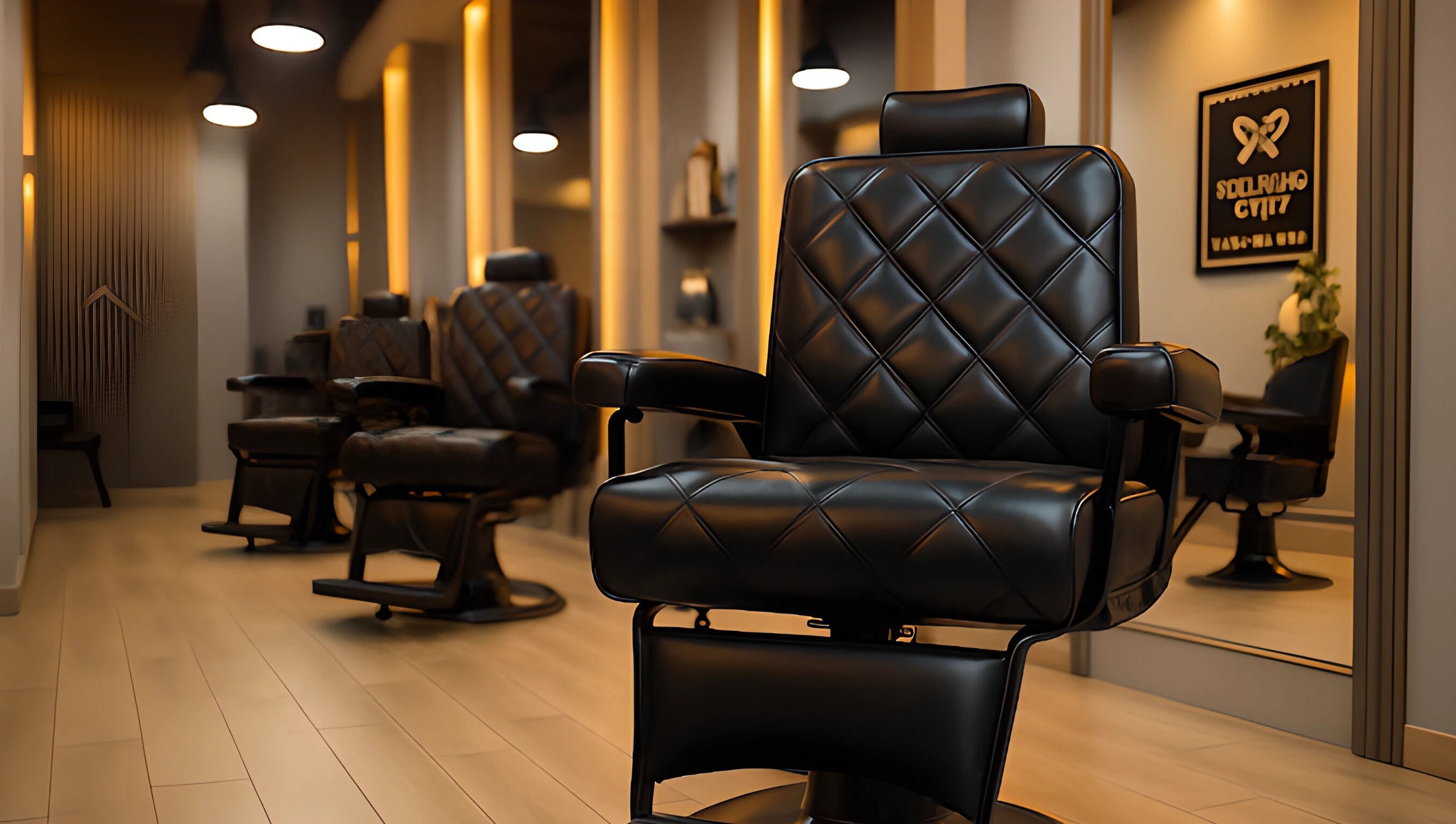 Luxurious leather barber chair at Trend Style Gents Salon, Dubai, Dubai, AE, with elegant ambiance.