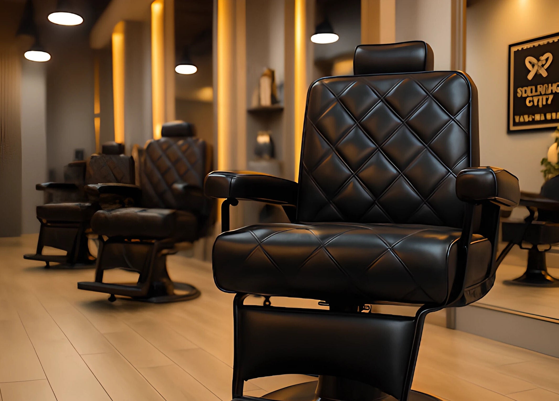 Luxurious leather barber chair at Trend Style Gents Salon, Dubai, Dubai, AE, with elegant ambiance.