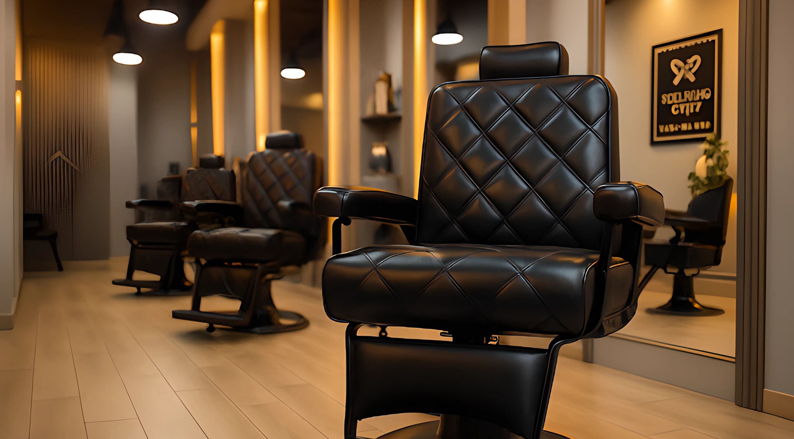 Luxurious leather barber chair at Trend Style Gents Salon, Dubai, Dubai, AE, with elegant ambiance.