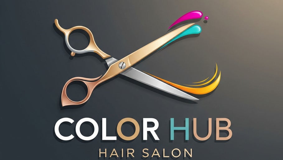 Logo of Color Hub Salon, Cape Town, Western Cape, ZA with vibrant scissors.