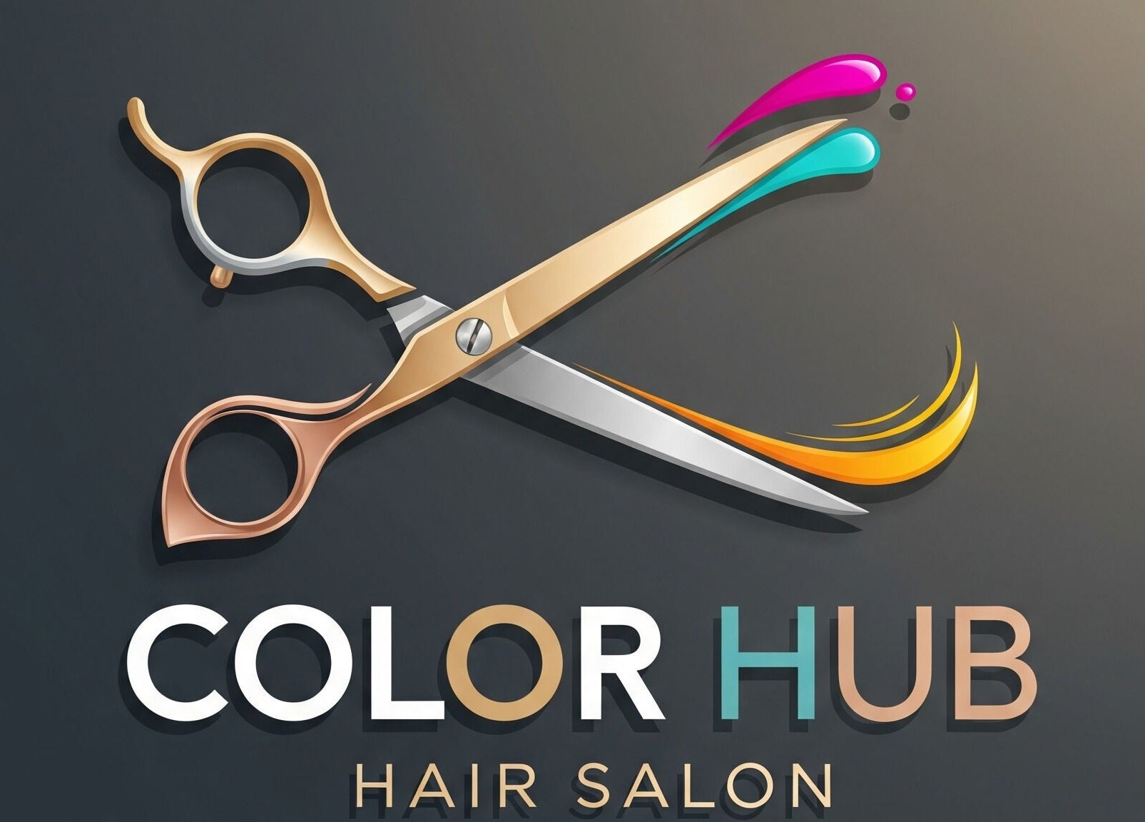 Logo of Color Hub Salon displaying scissors with colorful accents in Cape Town, Western Cape, ZA.