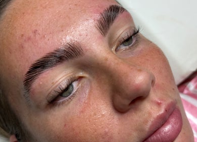 Close-up of expertly styled brows at BeautybyJH, Benfleet, England, GB.