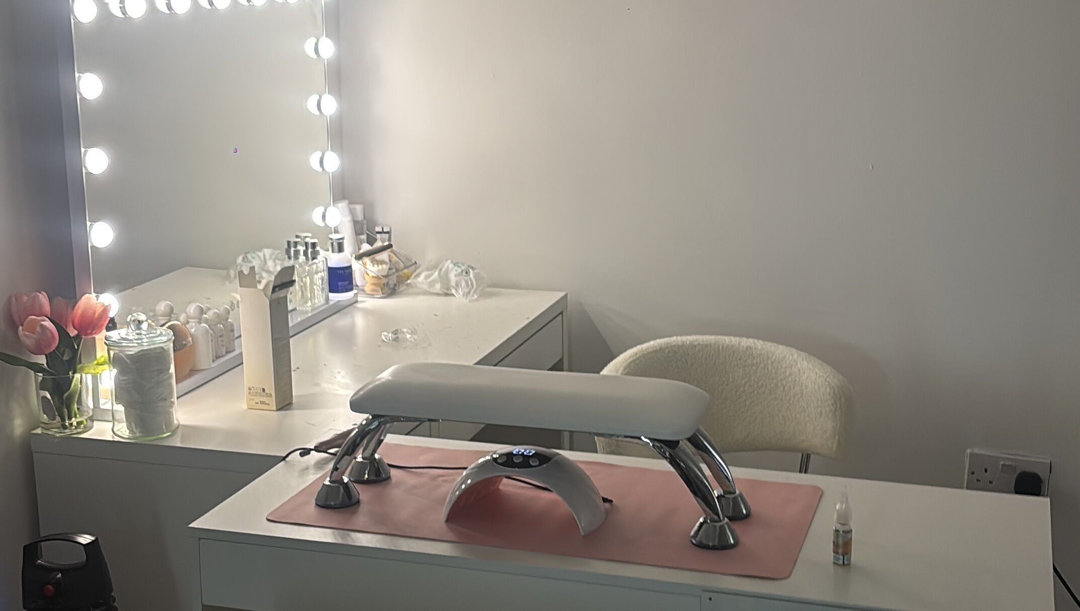 Stylish nail station at Nails by ells, Forest Row, England, GB, with elegant decor and modern tools.