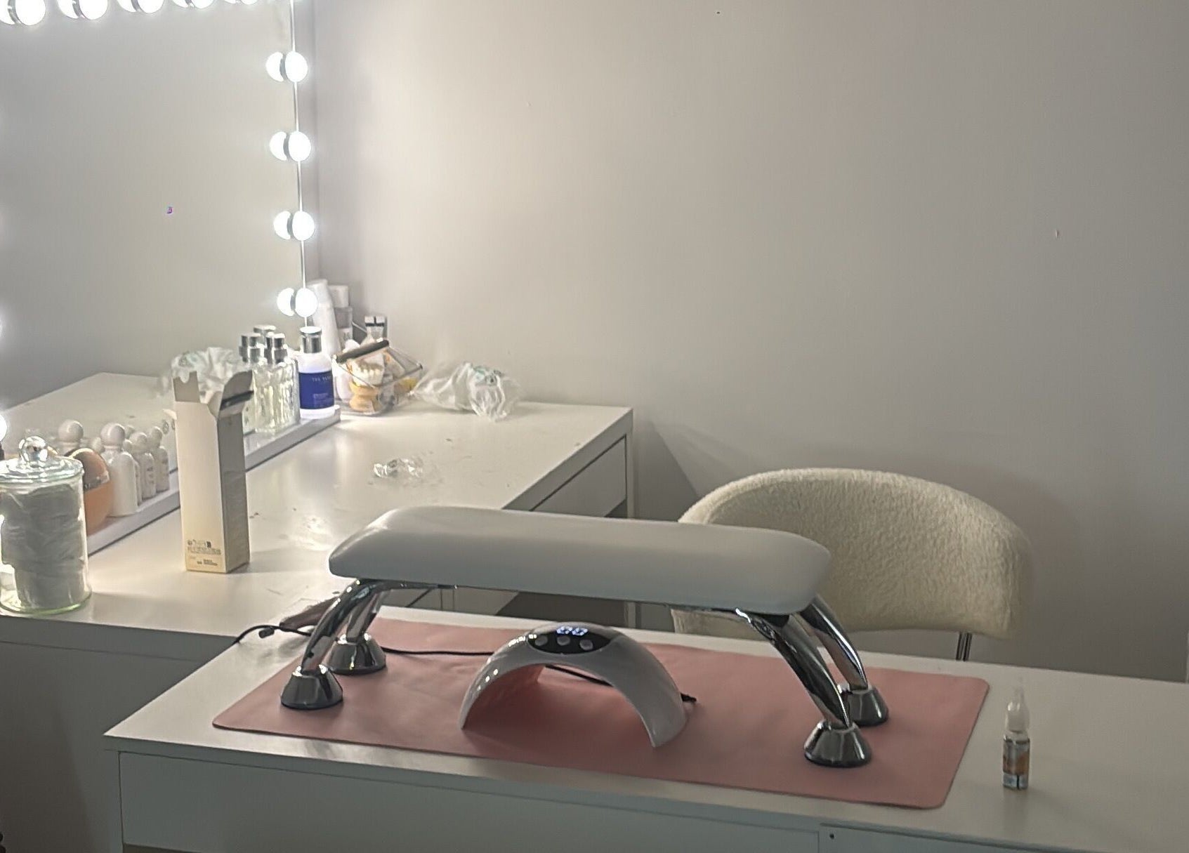 Stylish nail station at Nails by ells, Forest Row, England, GB, with elegant decor and modern tools.