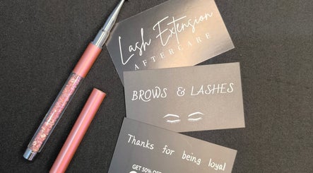 Lash and brow cards with pens from Beauty by Angie, Raħal Ġdid, MT on display.