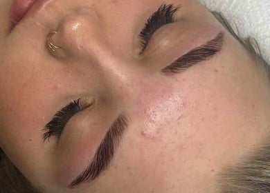 Close-up of expertly styled brows at Blink & Brow by Demmi, Port Talbot, Wales, GB.