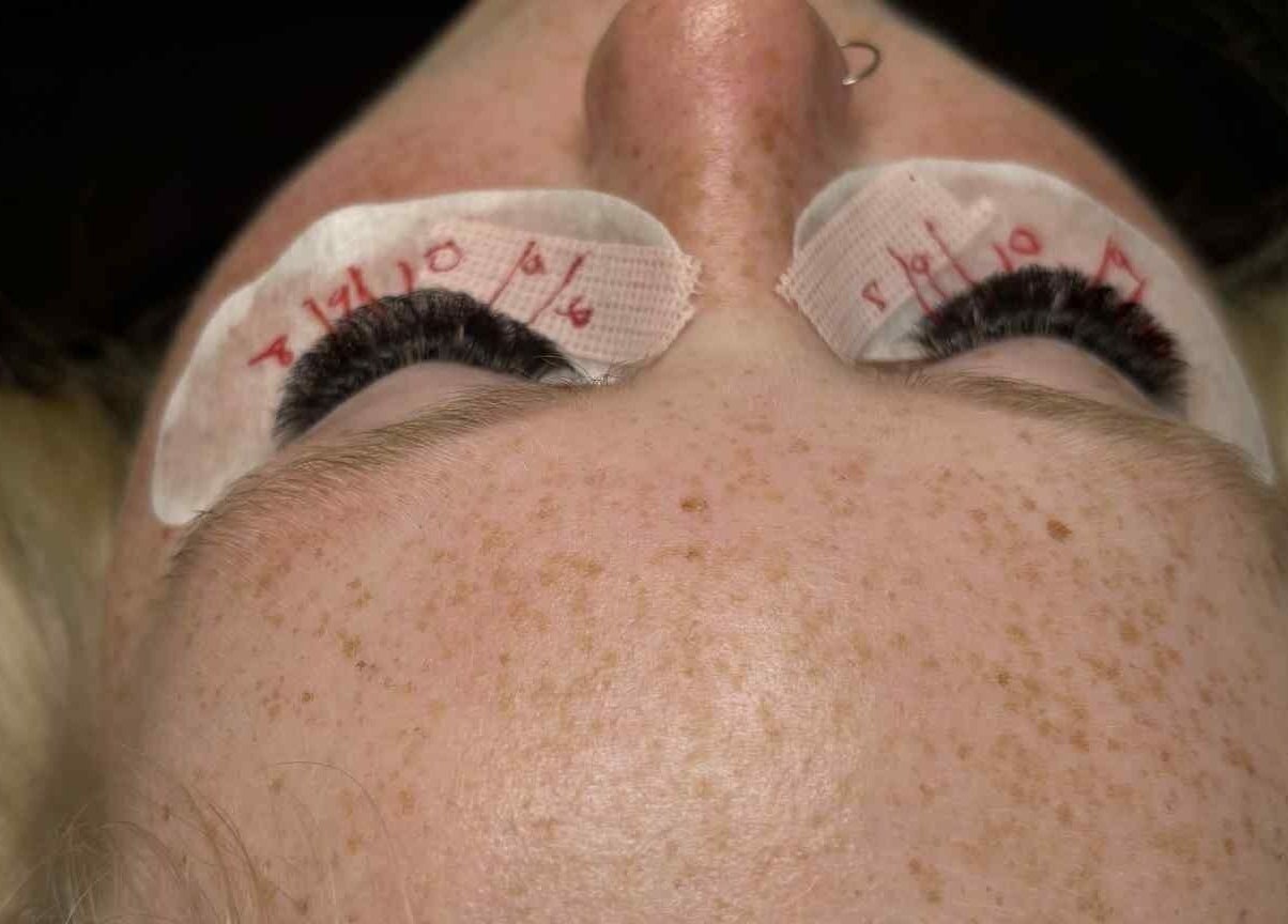 Lash extension application at Blink & Brow by Demmi, Port Talbot, Wales, GB.