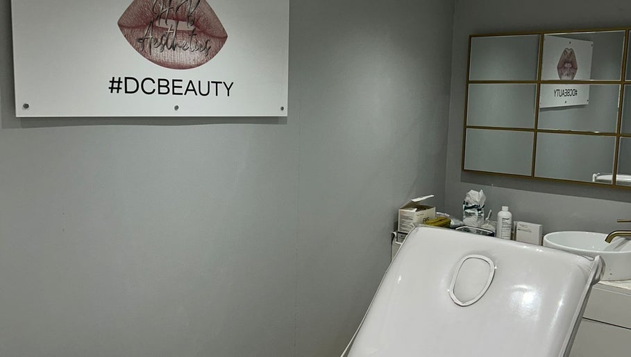 Elegant treatment room at HB Aesthetics # DC Beauty, Sutton, England, GB with stylish decor and modern amenities.