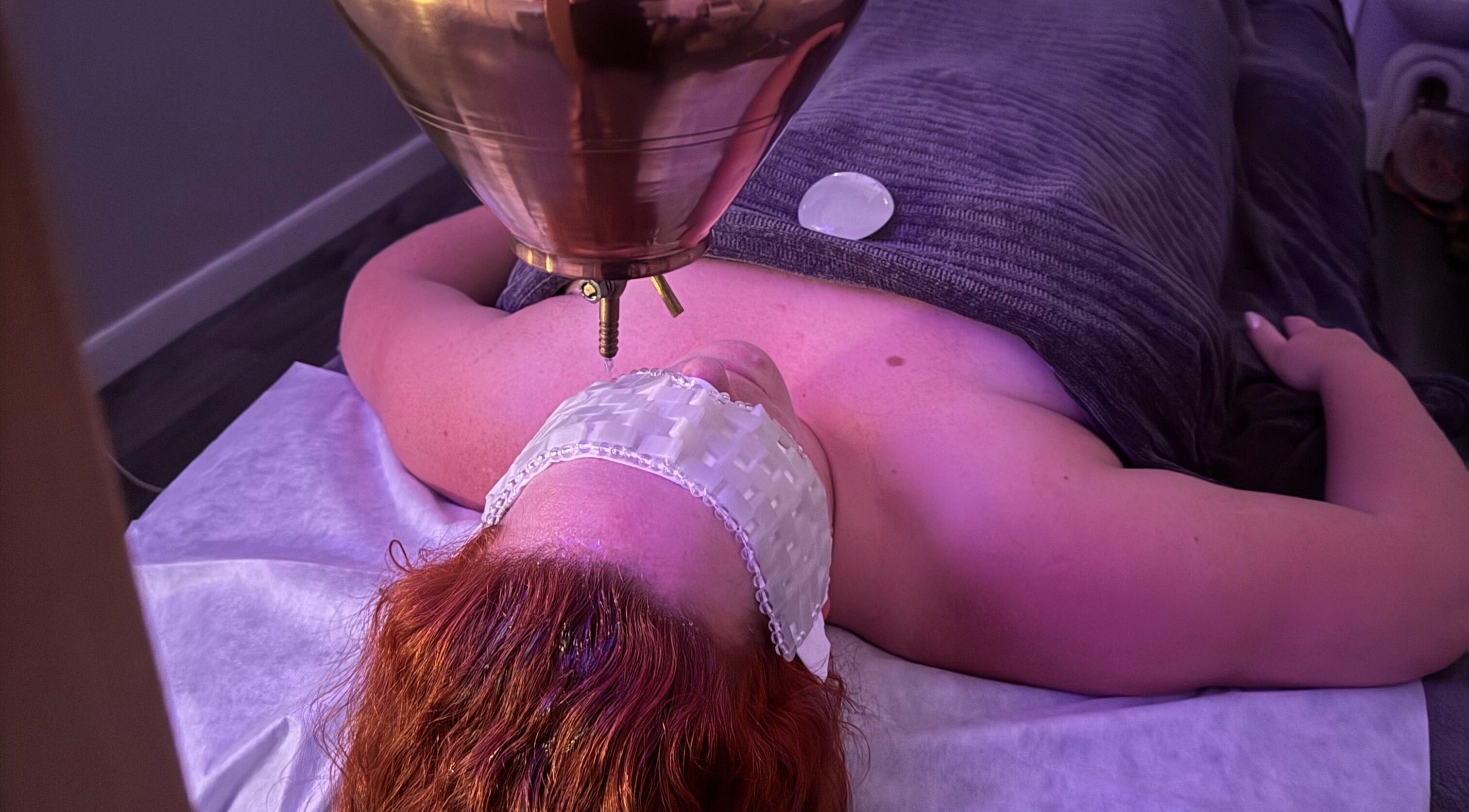 Relaxing Shirodhara therapy at SACRED FLOW BY RACHEL (Wirral), Birkenhead, England, GB, enhancing well-being.