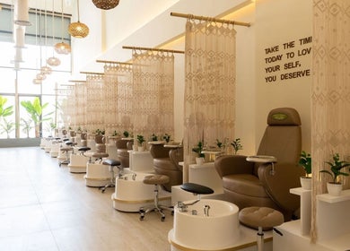 Luxurious spa setting at Nails Glow - Al Rawdah, Riyadh, Riyadh Province, SA with elegant pedicure stations.