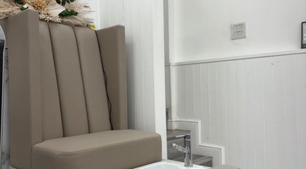 Luxurious pedicure chair at The Flahive Effect, Hereford, England, GB, offering relaxation and beauty.