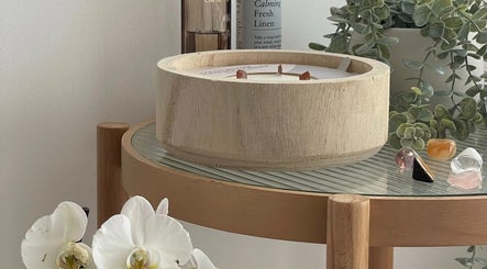 Elegant decor with candle and plants at Glamour Nails, Rochester, England, GB.