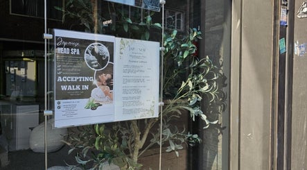 Signage for Japanese Head Spa & Relaxing Massage by Jac&Jues in Southampton, England, GB offering walk-in service.