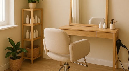 Ocean Breeze Mobile Studio cozy beauty corner with mirror and chair in Colac, Victoria, AU.