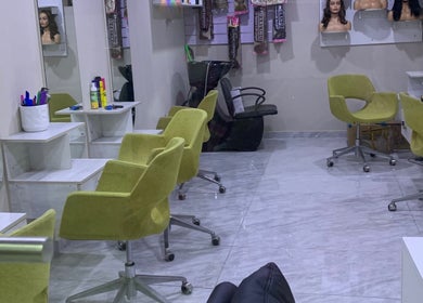 Modern salon chairs inside Wendy's Beauty Arena, Johannesburg, Gauteng, ZA.