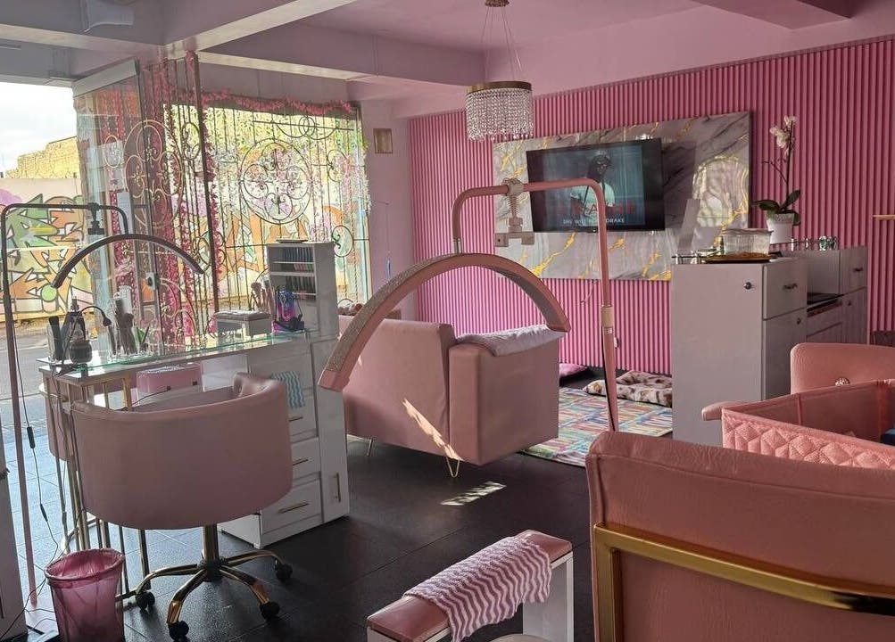 Luxurious pink interior of Bloom Velvet Spa S.A.S in Bogotá, D.c., offering a chic wellness experience.