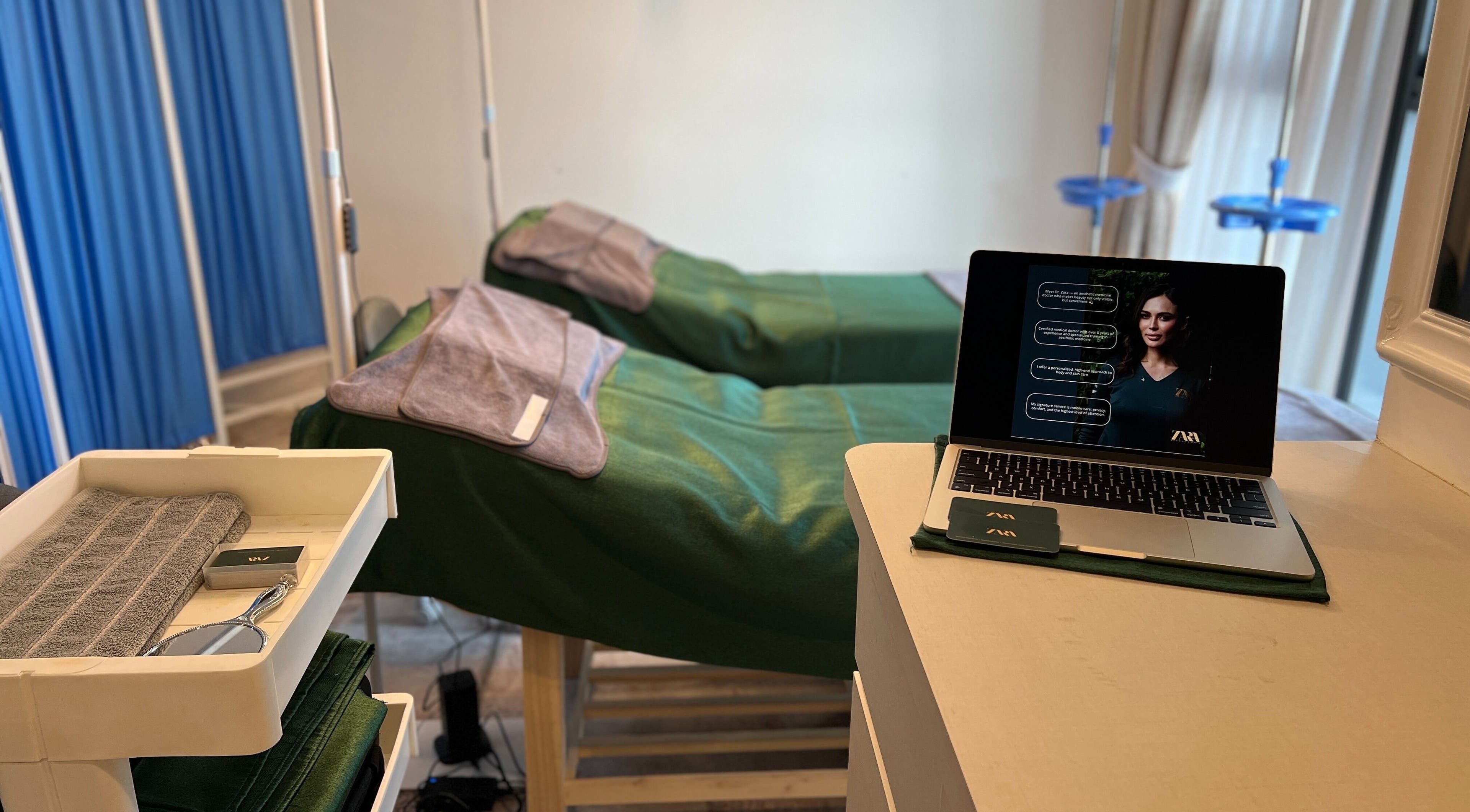 Comfortable treatment beds at Zara Aesthetic, Kuala Lumpur, MY, offering a cozy and serene spa experience.