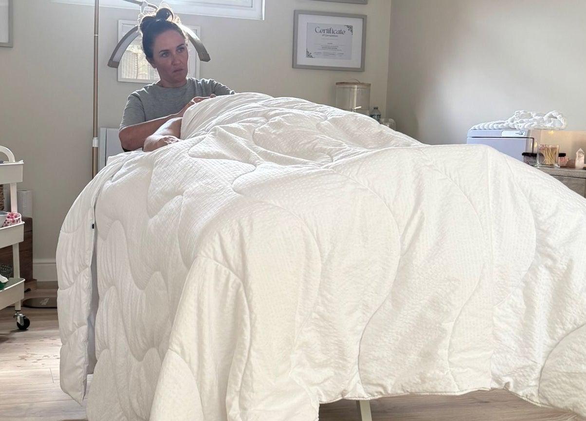 Professional massage session at Kalma in Braintree, England, GB, showcasing relaxing ambiance and expert care.