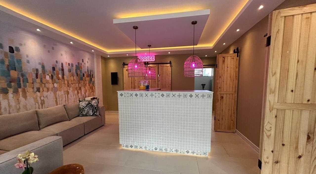 Welcoming lobby of MorrowMed in Ballito, Kwazulu-Natal, ZA, with modern decor and vibrant lighting.