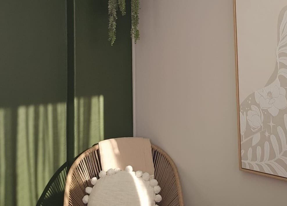 Serene seating with nature decor at Kloof - Dr Nicolette - Roxy Buchanan Advanced Skincare, Kloof, Kwazulu-natal, ZA.