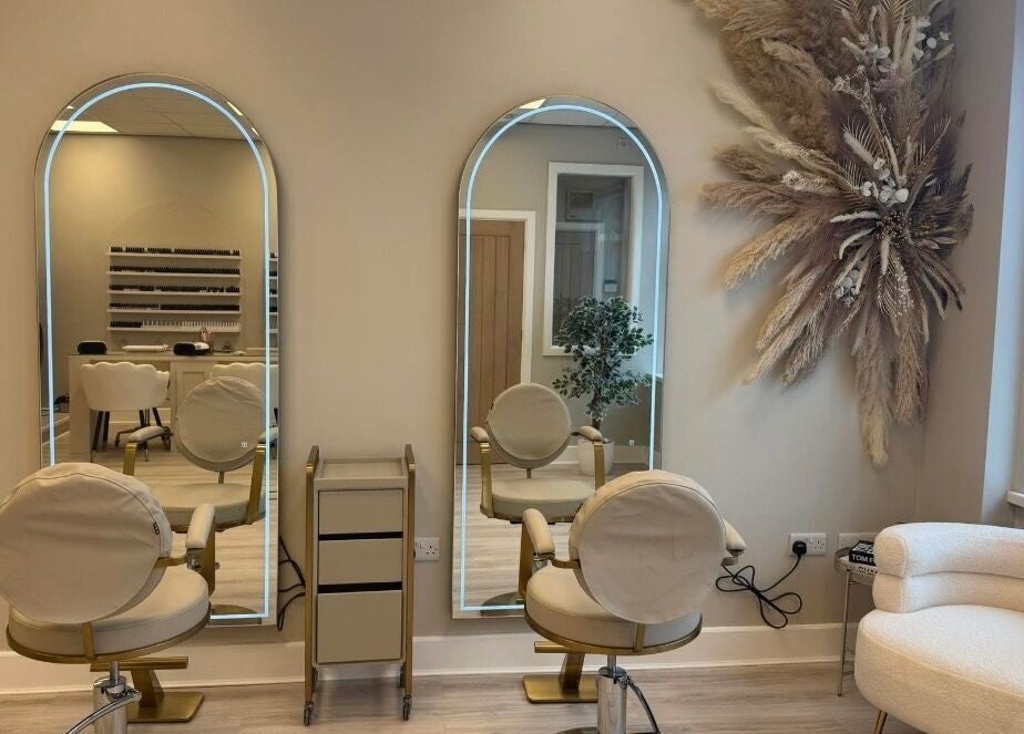 Chic salon interior with stylish mirrors at Nails & Beauty by Lucy, Ramey, Isle of Man, IM.