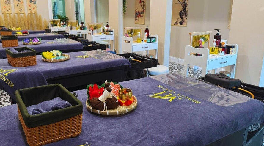 Serene treatment space at MH Head Spa in San Jose, California, US with massage tables and elegant decor.