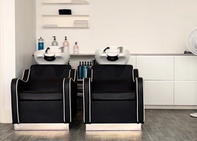 Chic hair wash stations at Beloved Locks Hair, Alton, England, GB, offering relaxation and style.