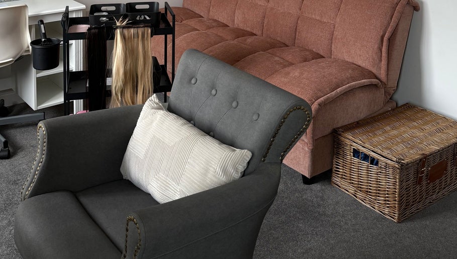Comfortable seating area at Beloved Locks Hair - Hook Salon, Hook, England, GB, showcasing modern and cozy design.