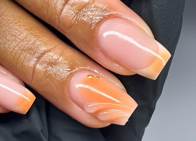 Elegant ombre nails with gold accents at NF Artistry, Cape Town, Western Cape, ZA.