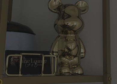 Golden decor displayed at The Luxe Lounge Lash & Brows, Cardiff, Wales, GB adds a touch of elegance.