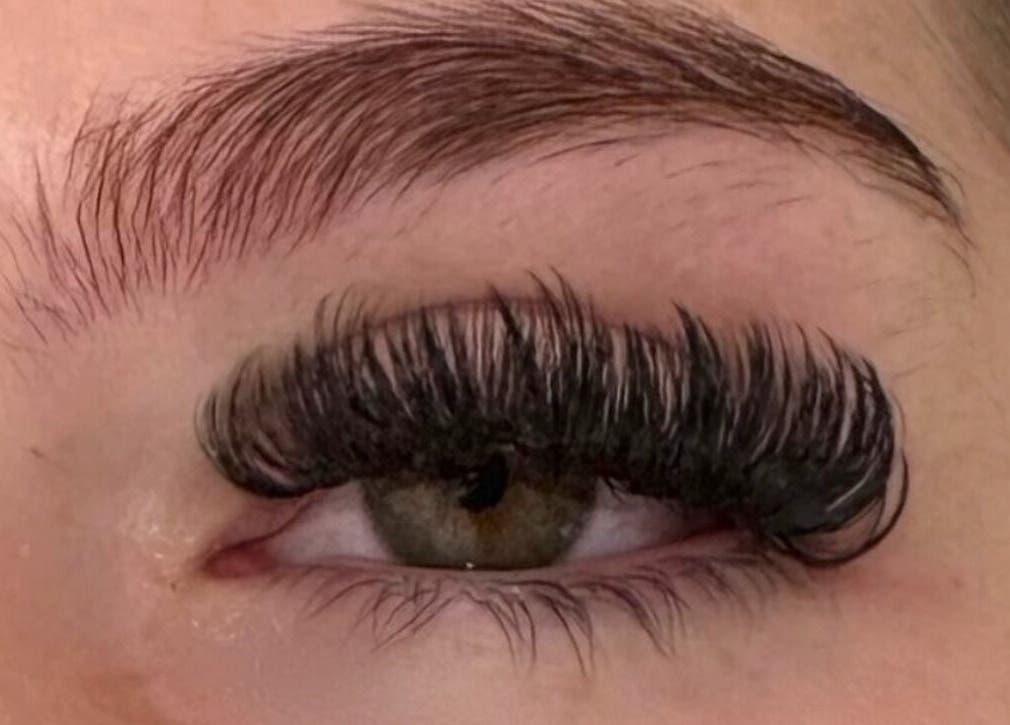 Close-up of expertly styled lashes at The Luxe Lounge Lash & Brows, Cardiff, Wales, GB.
