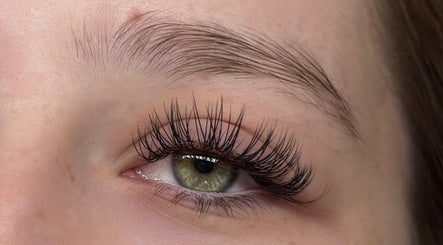 Closeup of elegant eyelash extensions at The Luxe Lounge Lash & Brows, Cardiff, Wales, GB.
