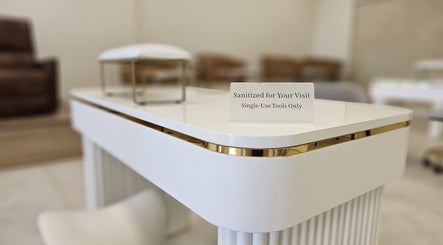Sanitized nail table at Honey Bunny, St. Catharines, Ontario, CA, promoting clean and safe service.
