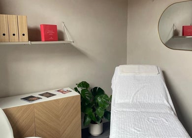Tranquil treatment room at Transfigure Medical Aesthetics, Stockport, England, GB.