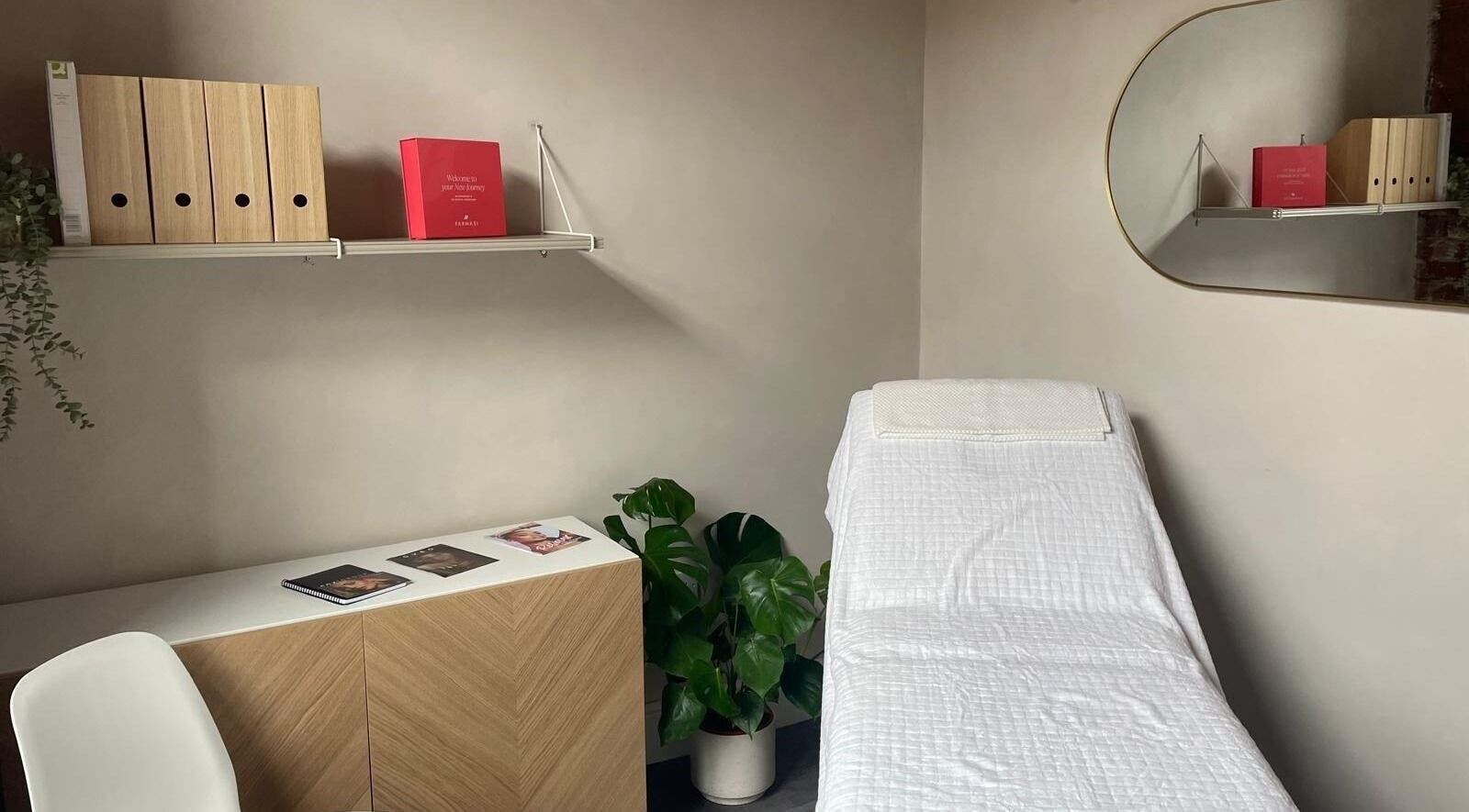Tranquil treatment room at Transfigure Medical Aesthetics, Stockport, England, GB.