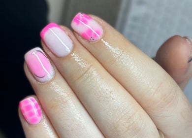 Bright pink nail art by By.vestajonkute at Liverpool, England, GB. A unique, stylish design.